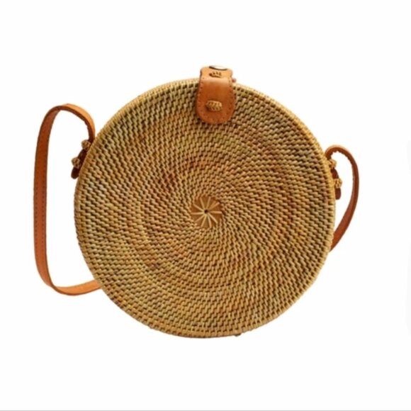 Amerii Rattan Round Crossbody Bag Retro 70s Style Circle Bag - Picture 12 of 12